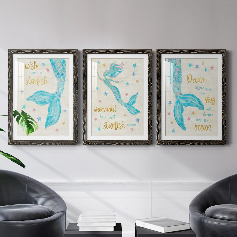 «Mermaid Dream», ensemble de 3 cadres photo, H 20 po x l 51 po x P 1,5 po, Noir