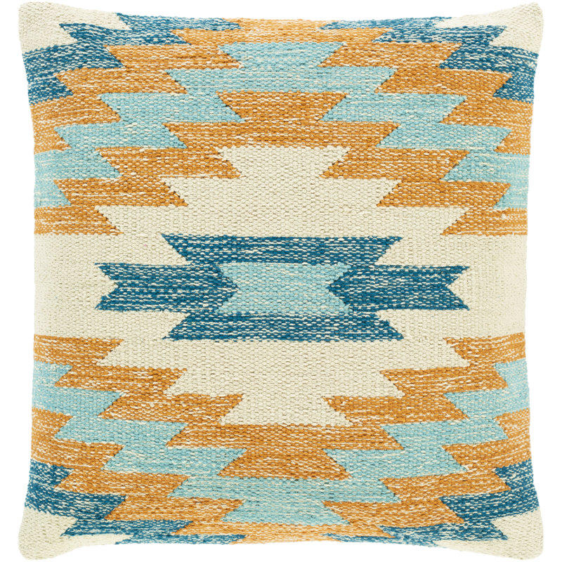 Anika Geometric Cotton Throw Pillow, Polyester/Polyfill, 22" x 22", Ivory/Light Gray