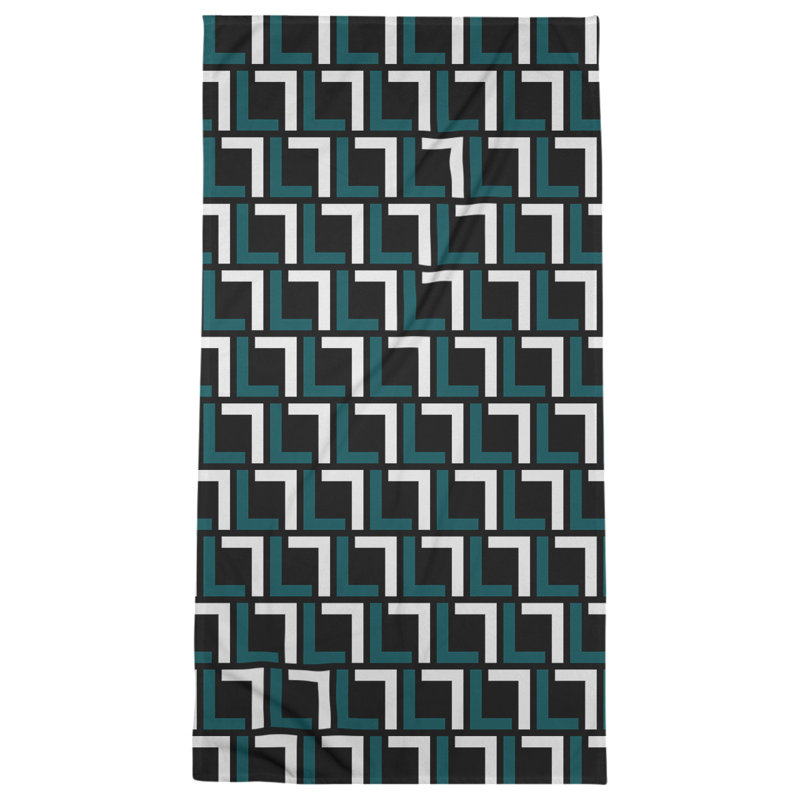 Beach Towel, Black/Midnight Green/White