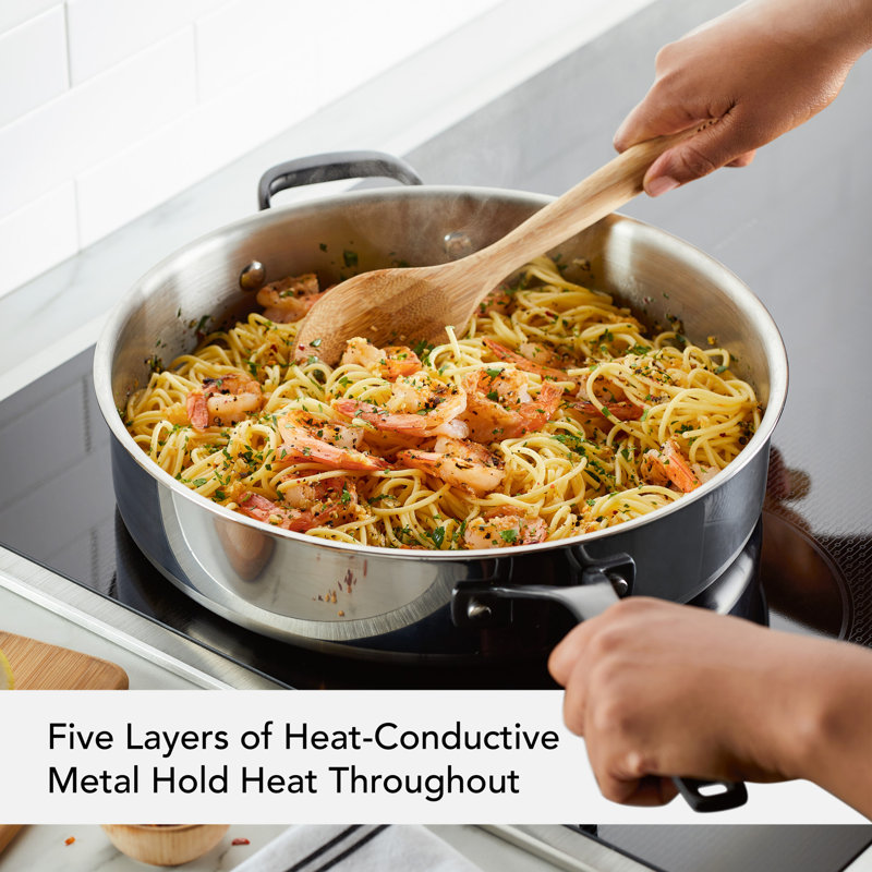 KitchenAid® 5-Ply Clad Stainless Steel Induction Saute Pan with Lid, 5-Quart