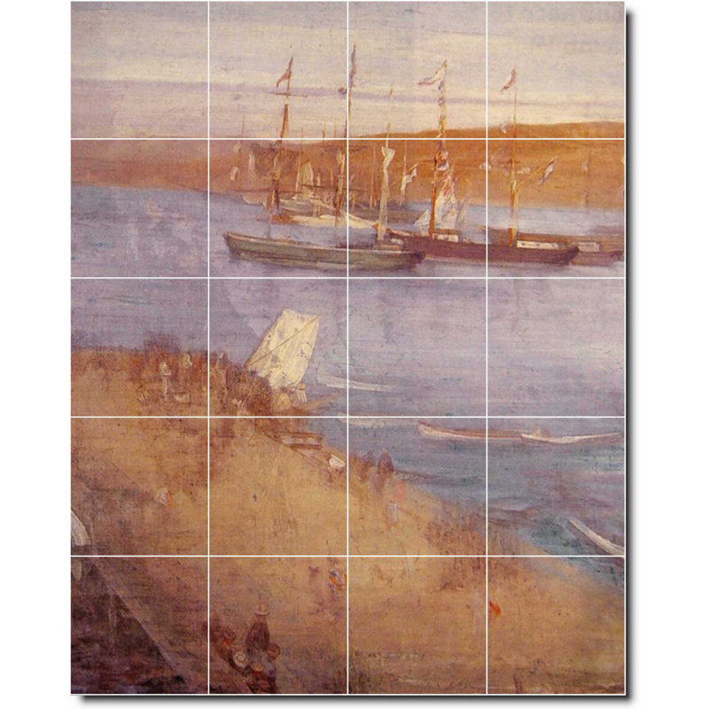Carreau de peinture murale 32 po x 40 po 8 po x 8 po, James Whistler, peinture de bord de mer W09897