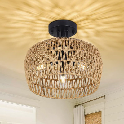 Rattan Semi Flush Mount