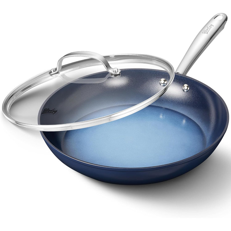 Ceramic Aluminum Skillet, 12", Blue