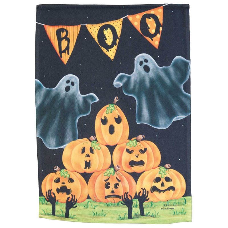 Drapeau de jardin en polyester 18 x 13 po Boo Ghost and Jackolanterns