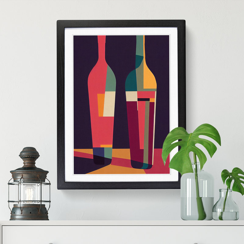 Alerte Retro Wine Art Vol.2 - Framed Print, 64cm H x 46cm W x 2cm D, Black