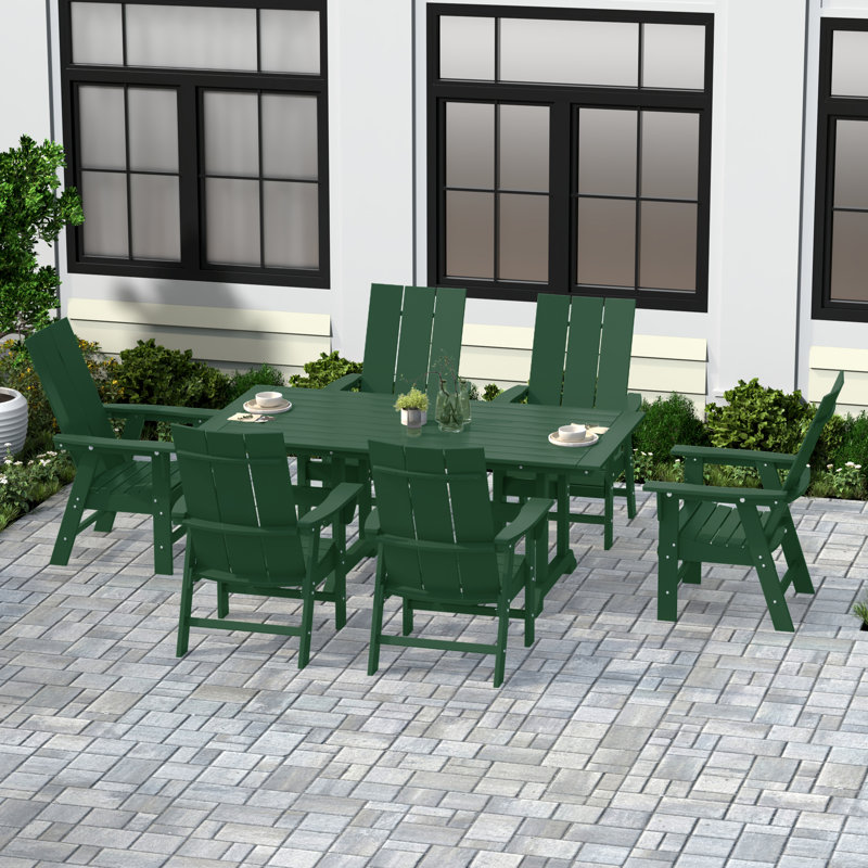 Joubert 6 - Person Patio Dining Set with Rectangular Table, Dark Green