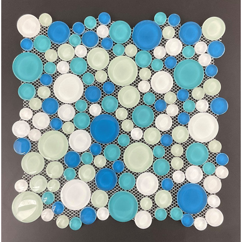 12.5" x 12.5" Glass Random Mosaic Wall & Floor Tile, Ocean Breeze/White