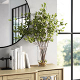 36'' Faux Ficus Plant in Glass Decorative Vase
