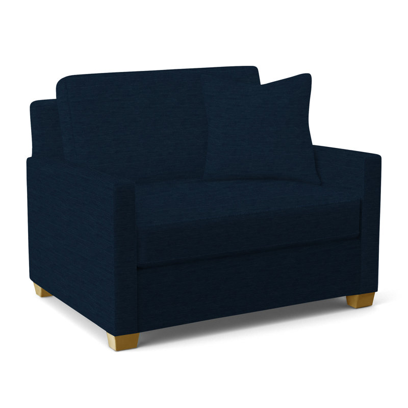 Nicklaus Upholstered 49'' Sleeper Sofa, Honey Finish, Ivory Crypton Performance; 0886-91, Gel Memory Foam Mattress