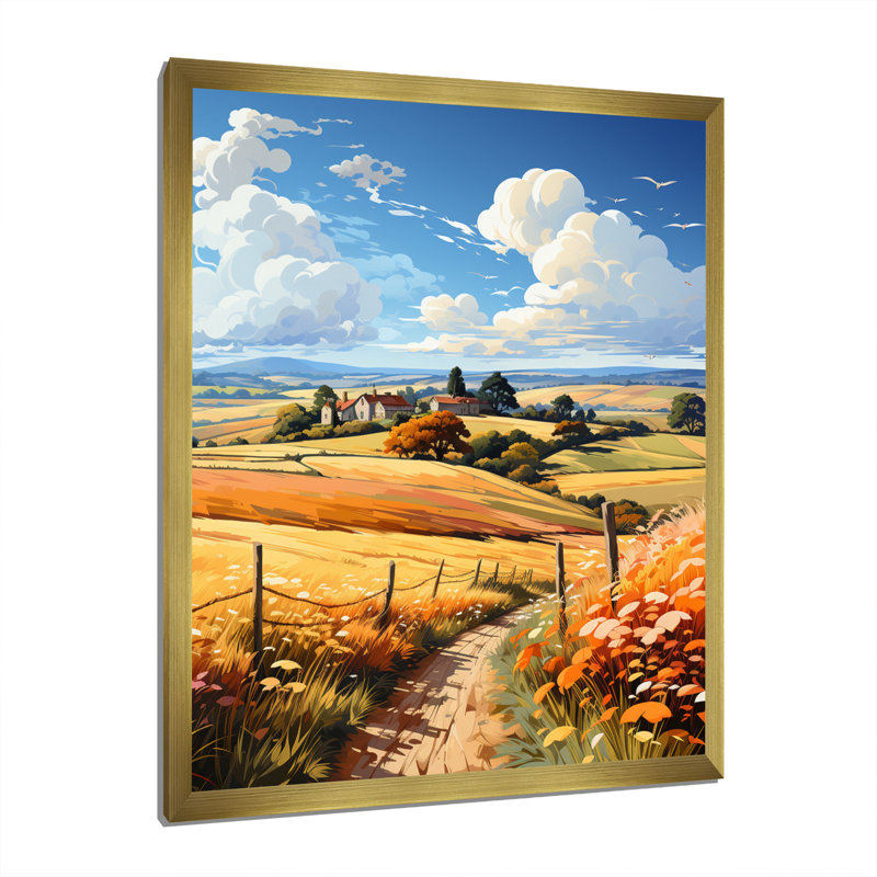 «French Fields Of Normandy II - France», reproduction sur toile, H 44 po x l 34 po x P 1,5 po, Encadrement doré