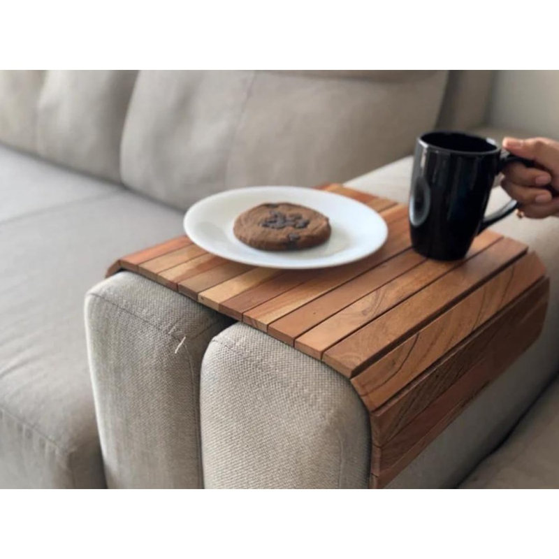 Sofa Armrest Tray |Premium Acacia Wood | Flexible And Foldable S...