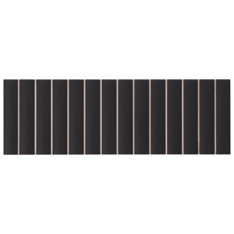 Ruisseau strié 3,93 po X 11,81 po Carrelage mural en céramique mat 3D (5,81 pieds carrés / caisse), Noir, noir, noir, noir