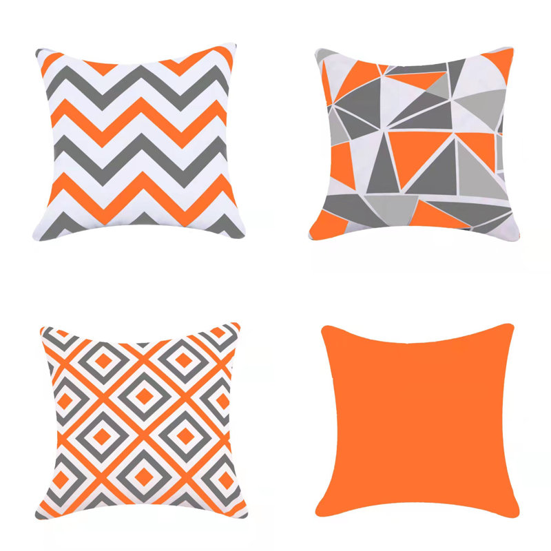 Batina Indoor / Outdoor Geometric Square Cushion Cover, Orange