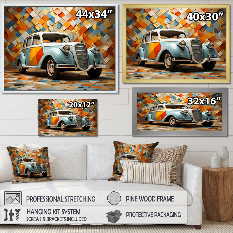 «Cubist 1950S Car Vintage Evolution I», Toile tendue, H 12 po x l 20 po x P 1 po