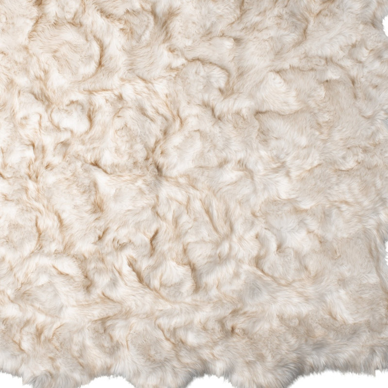Leakes Tan Faux Fur Ombre Flokati Washable Non Skid Area Rug, Novelty 6' x 6'