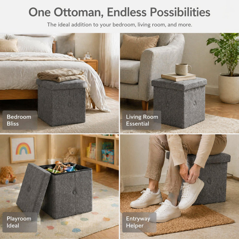 30cm Wide Square No Pattern Standard Ottoman