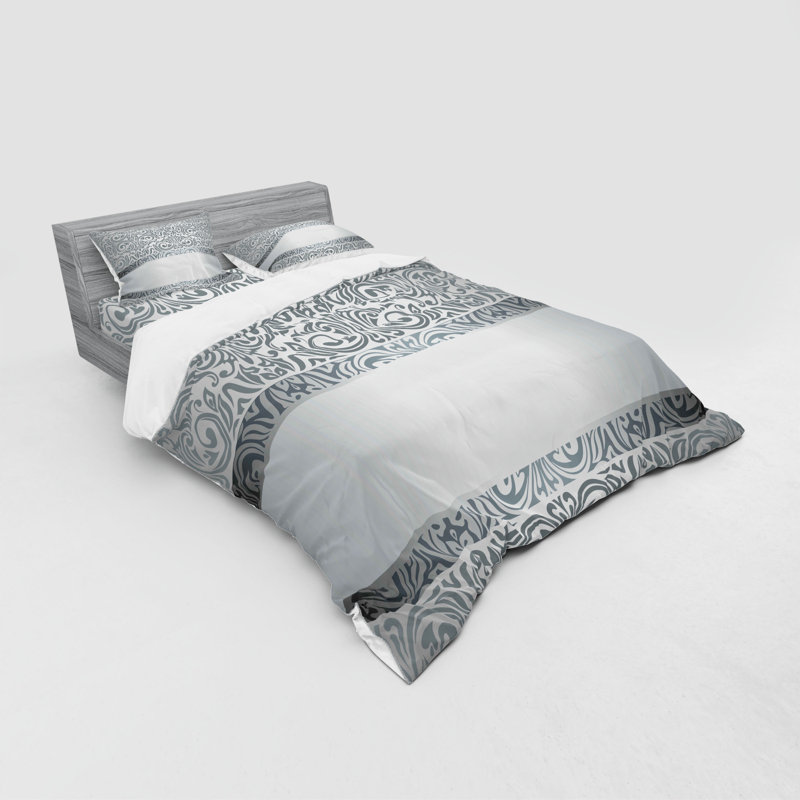 Ensemble de housse de couette traditionnelle en microfibre grise, Housse de couette grand + 3 pièces supplémentair