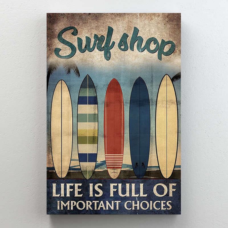 Surf Shop - 1 pièce, impression sur toile Rectangle Surf Shop - 1 pièce, impression sur toile tendue, L 24 po x H 36 po