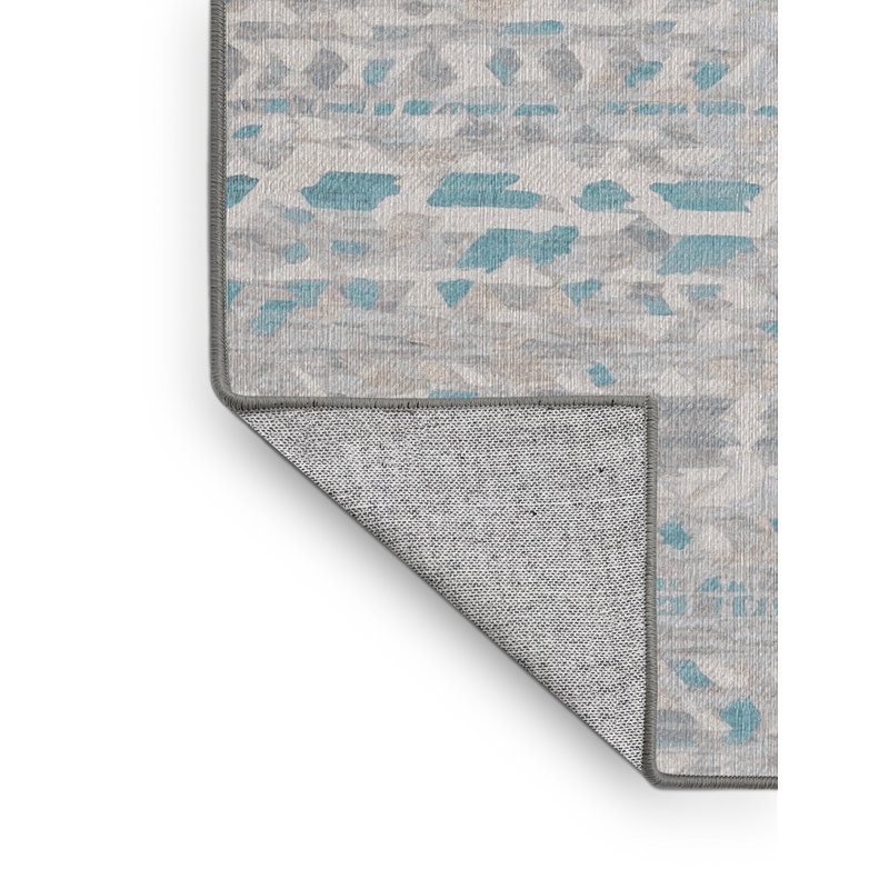 Machine Washable Gray Area Rug, Round 3'