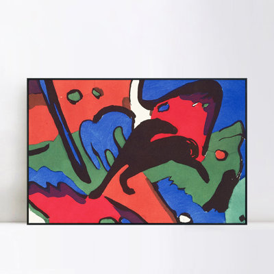 «The Blue Rider» par Wassily Kandinsky, art mural encadré sur toile, décorations pour bureau à domicile (cadre en bois de couleur mince, 16 po x 24 po)