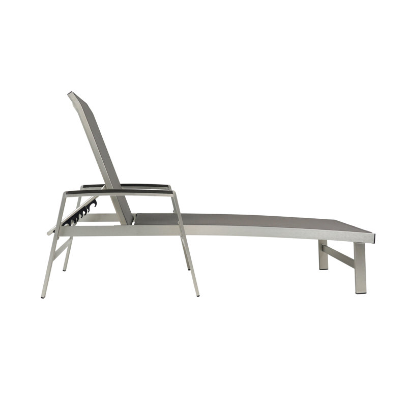Yasmina Outdoor Metal Chaise Lounge Set, Silver, 2