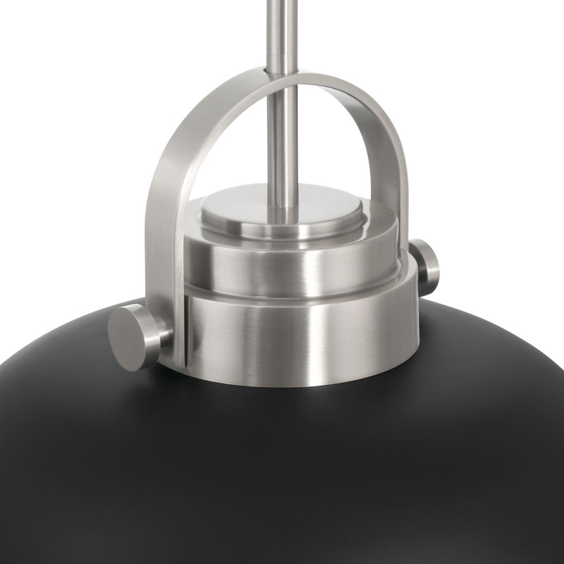 Luminaire suspendu en dôme à 1 lumière Grisel, Nickel, Noir