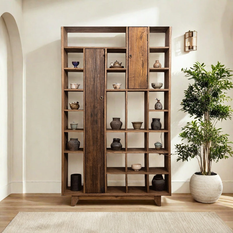 Wabi-sabi Solid Wood Bookcase - Stylish Storage