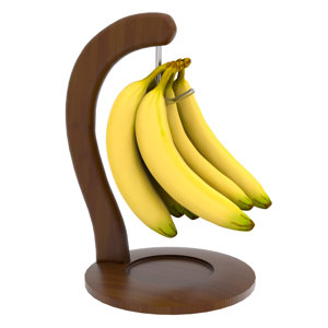 Banana Hanger Bamboo Holder Stand - Sturdy Display With Hook For Home Or Bar, Countertop Fruit Storage ,Walnut