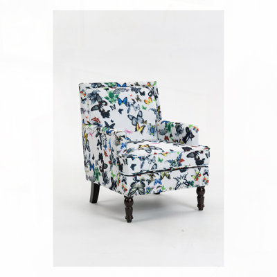 Fauteuil d'appoint vintage en tissu de lin et garniture cloutée