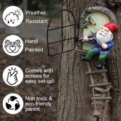 Statues de gnomes de jardin féeriques d'extérieur - lueur dans le noir