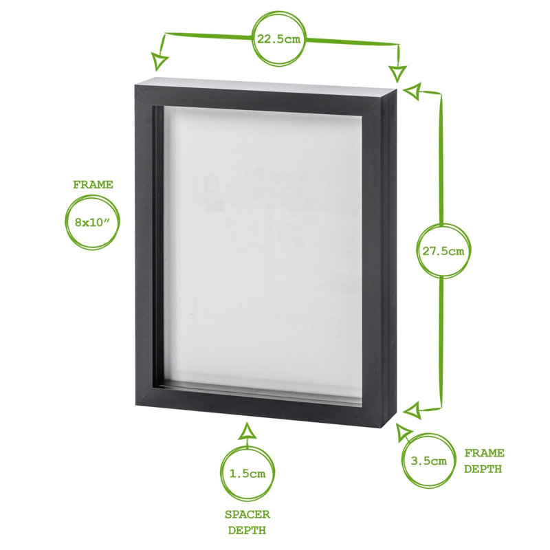 Nicola Spring - 3D Box Photo Frame - 8" x 10" - White