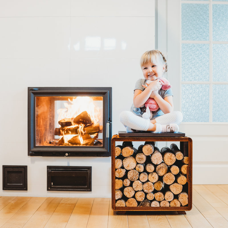47cm W Cor-Ten Steel Log Rack