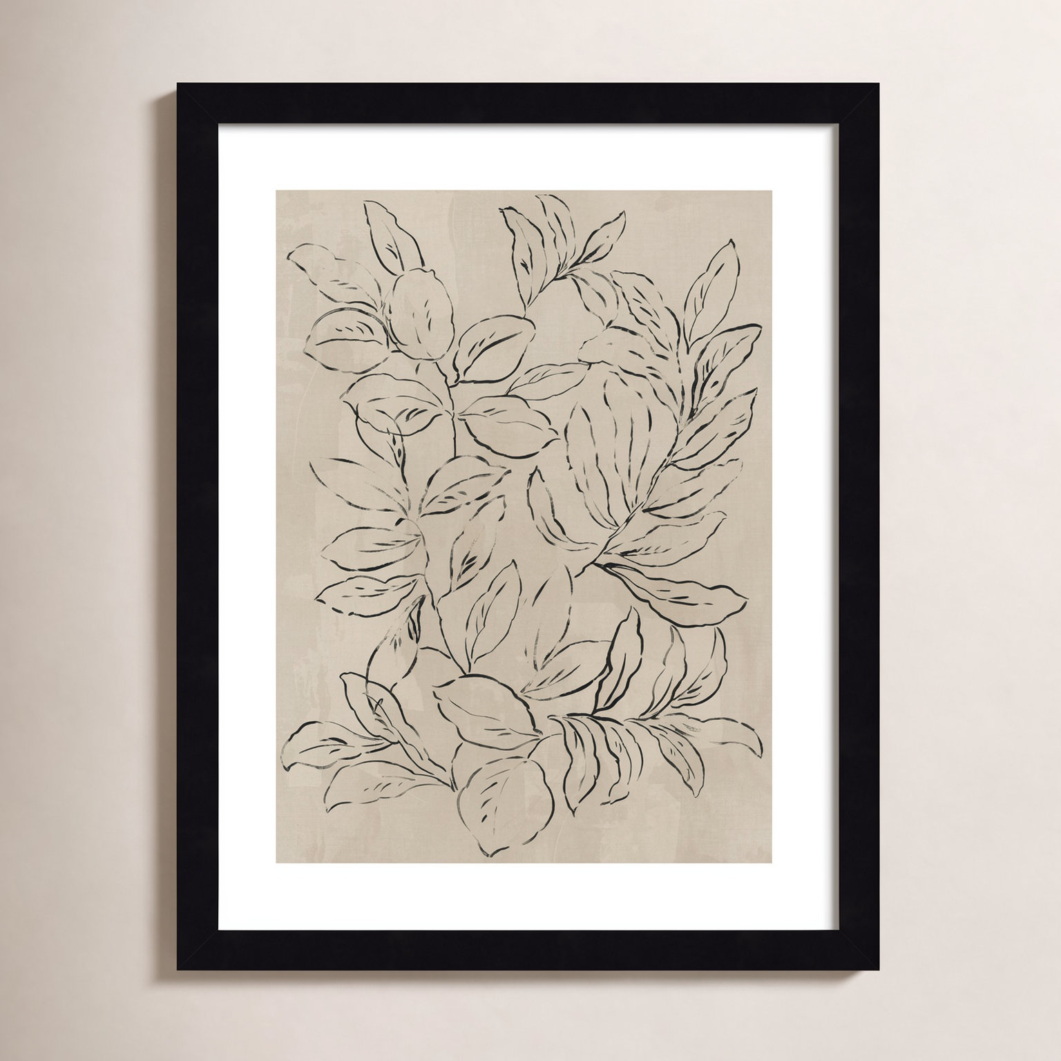 Kimbell "Outlined Leaves II" Print, Black, 17.5" H x 14.25" W