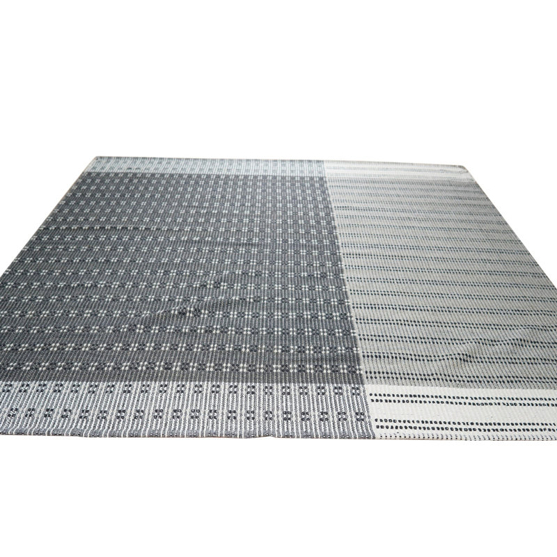 Tapis gris contemporain à motif géométrique en laine noué à la main, 9 pi x 12 pi