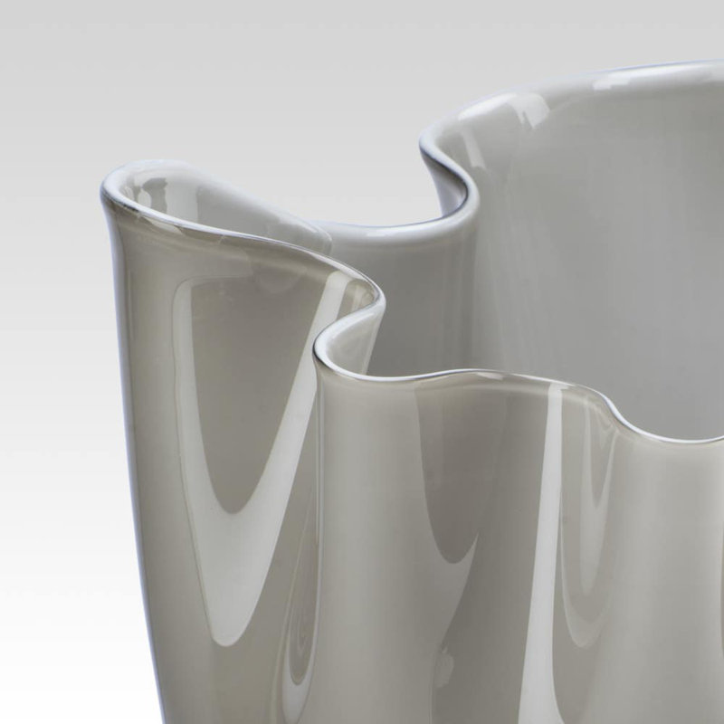 Venini Fazzoletto Vase, 12.2" H x 9.06" W x 9.06" D, Gray