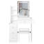29.2" Small Size Left Bedside Cabinet Vanity Table + Cushioned Stool, 2 Ac+2 Usb Power Station, Hair Dryer Bracket, Extra Large Touch Control Sliding Led Mirror, Tri-Colour Switching, Brightness Adjust-295352625