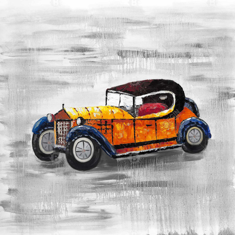 Jouet de voiture jaune rétro - Toile pour enfants