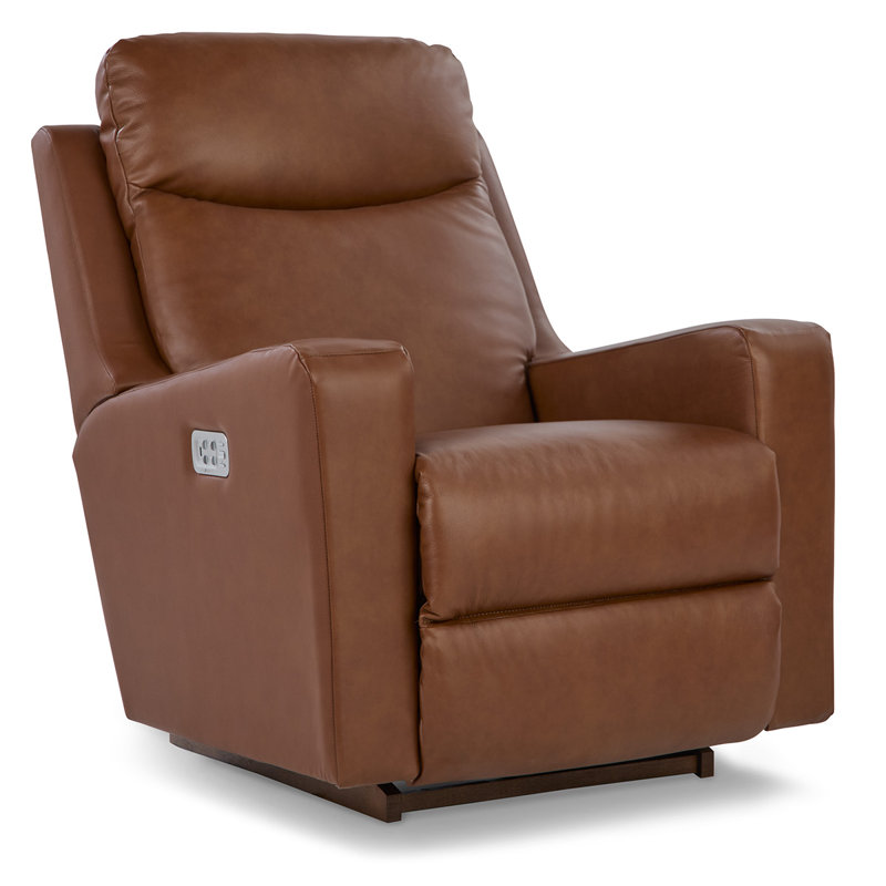 Emmons Leather Rocker Recliner, Oak