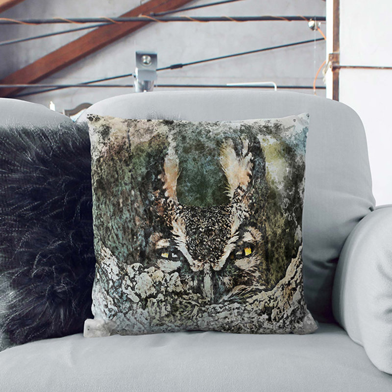 Long-Eared Owl Cushion with Filling, White, 40cm H x 40cm W x 15cm D