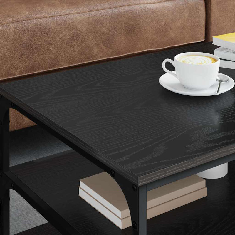 Coffee Table with Storage, Black Oak