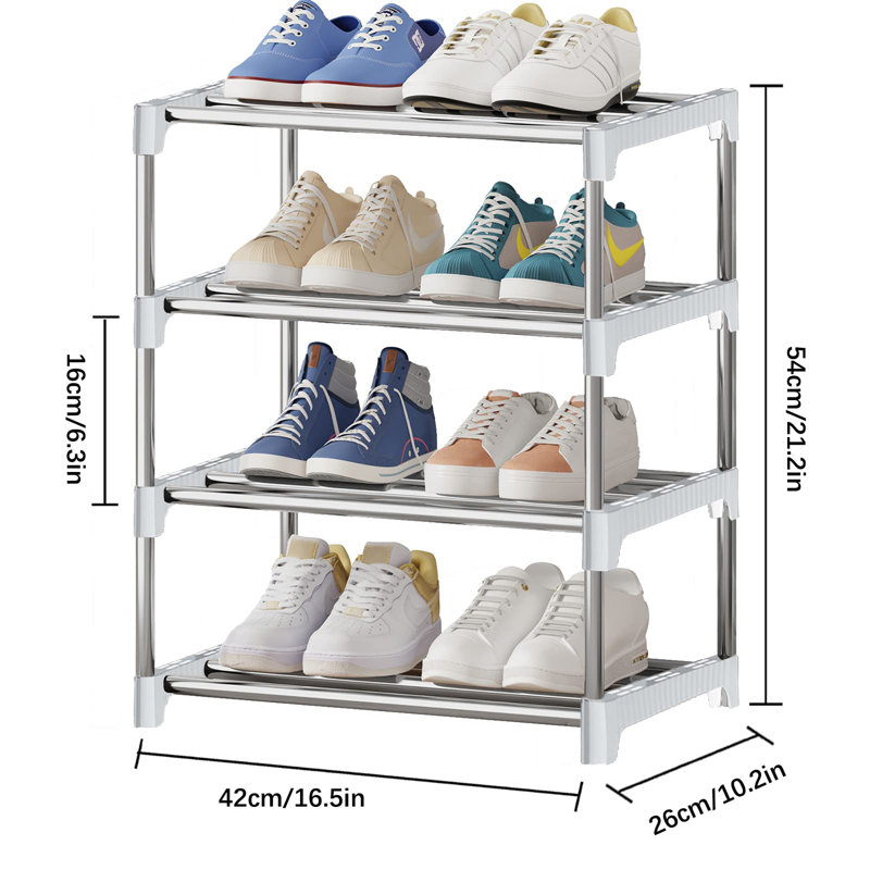 8 Pair Stackable Shoe Rack, White