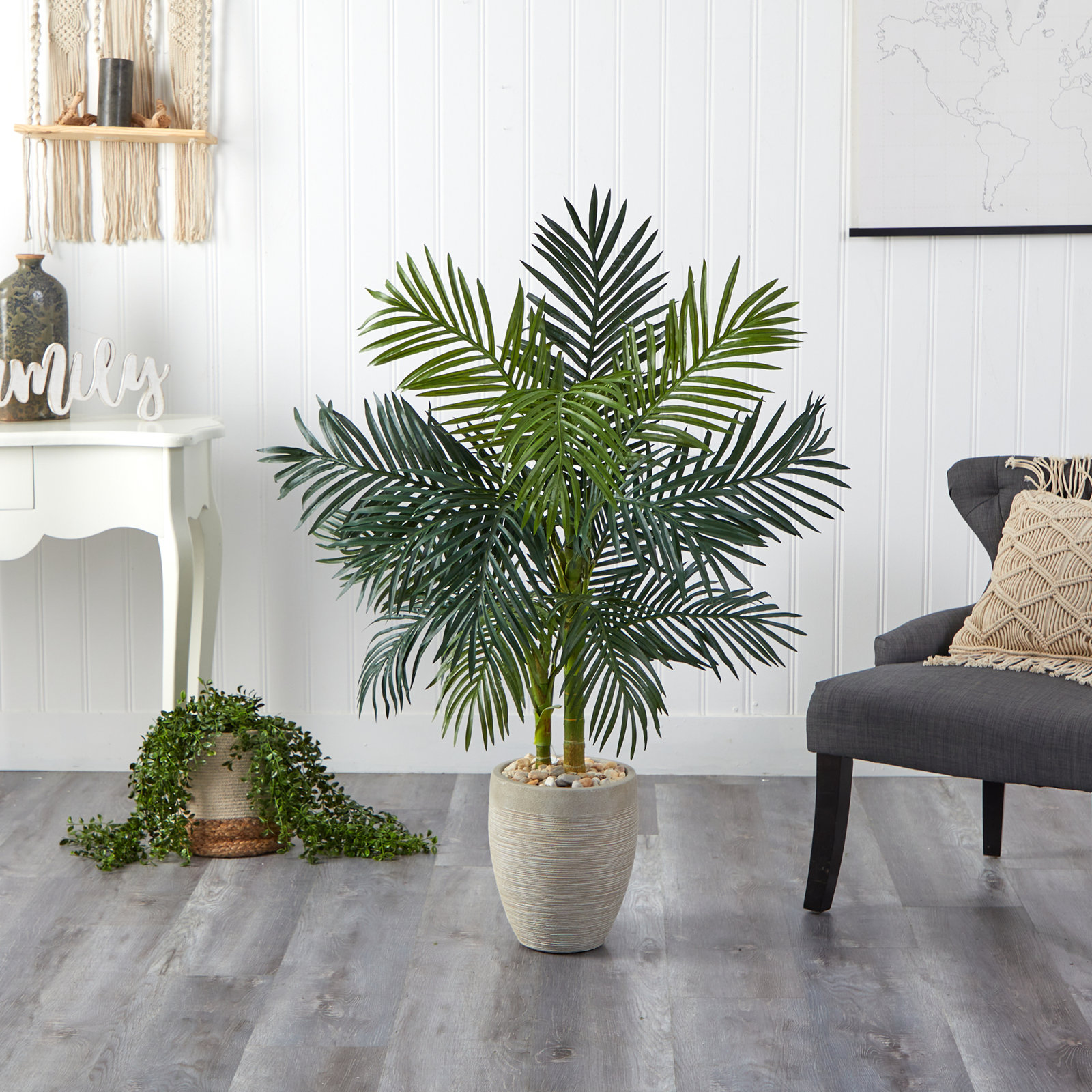 54'' Faux Palm Tree in Ceramic Planter