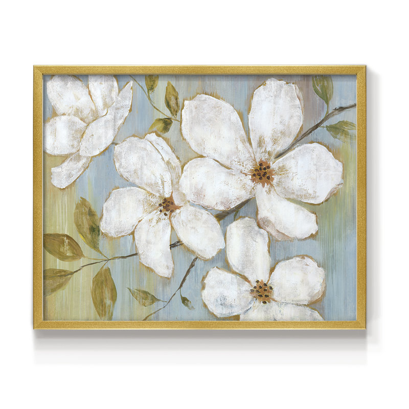 Fleurs blanches - impression encadrée - réversible, H 8 po x l 10 po