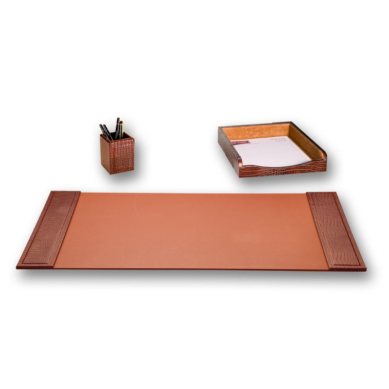 Ensemble de bureau en relief 3 pièces crocodile, Brun
