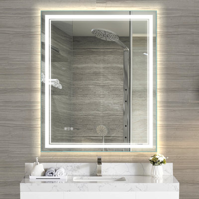 Frameless LED Bathroom Vanity Mirror with Front and Rear Light,Anti-Fog,Dimming