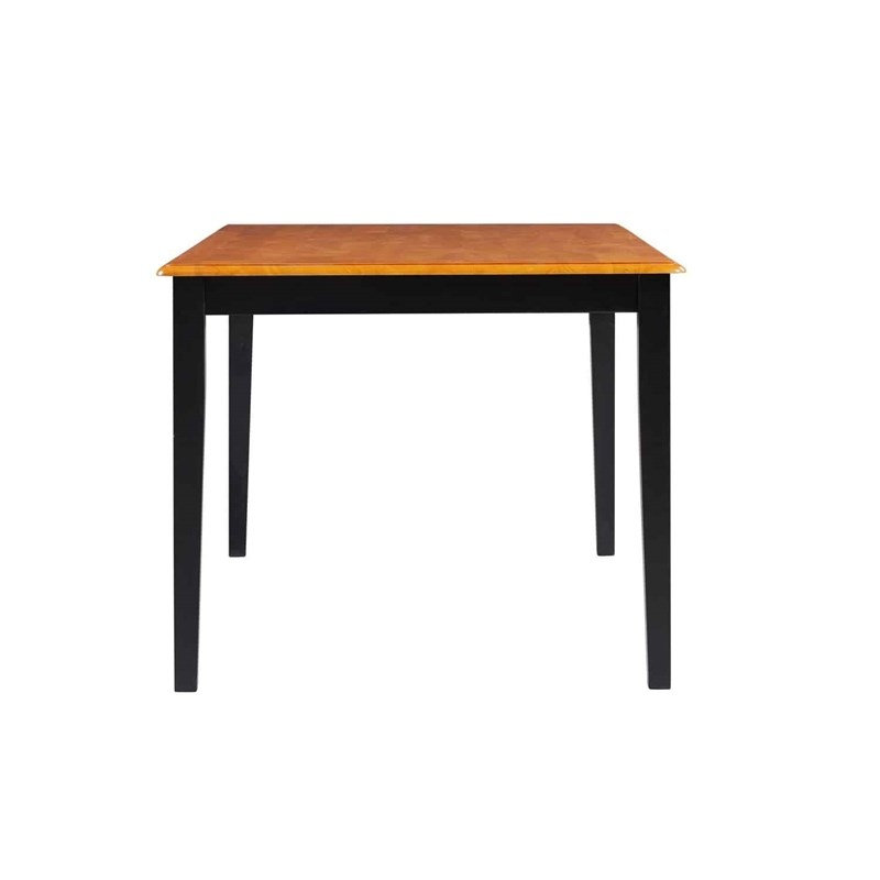  Rectangular Hardwood Dining Table for 6 Guests in Black/Oak