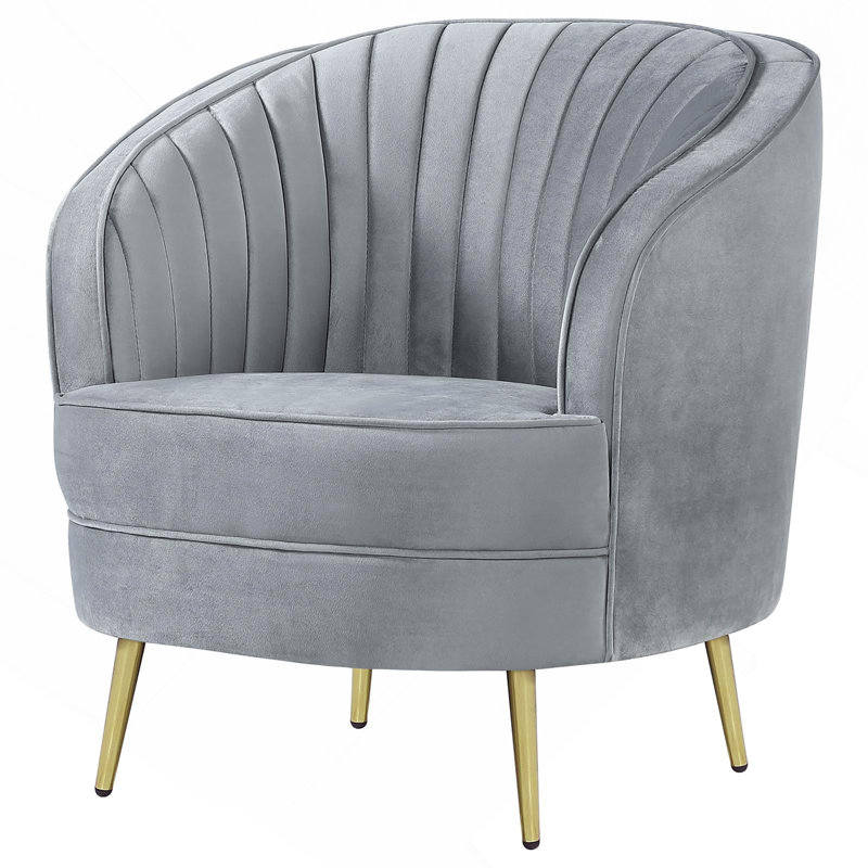 Chaise capitonnée grise et dorée