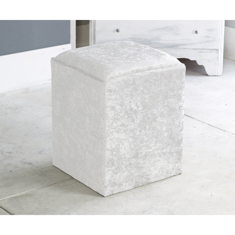 Henriquez 40cm Wide Velvet Square Solid Colour Pouffe Ottoman, White