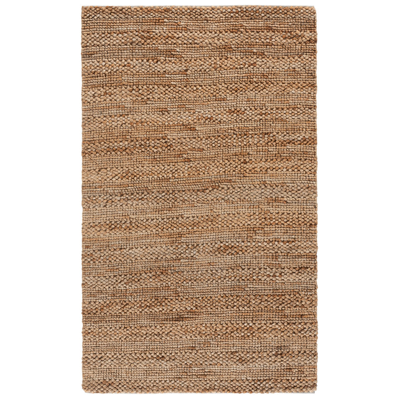 Khamir Natural Fiber Flat Weave Jute/Cotton Solid Color Rug in Brown, Rectangle 5' x 8'
