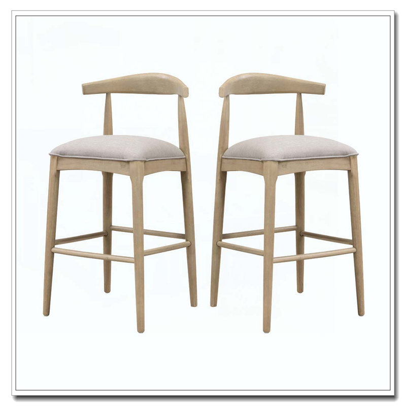 Tabouret de bar en bois, Gris, 30.5"
